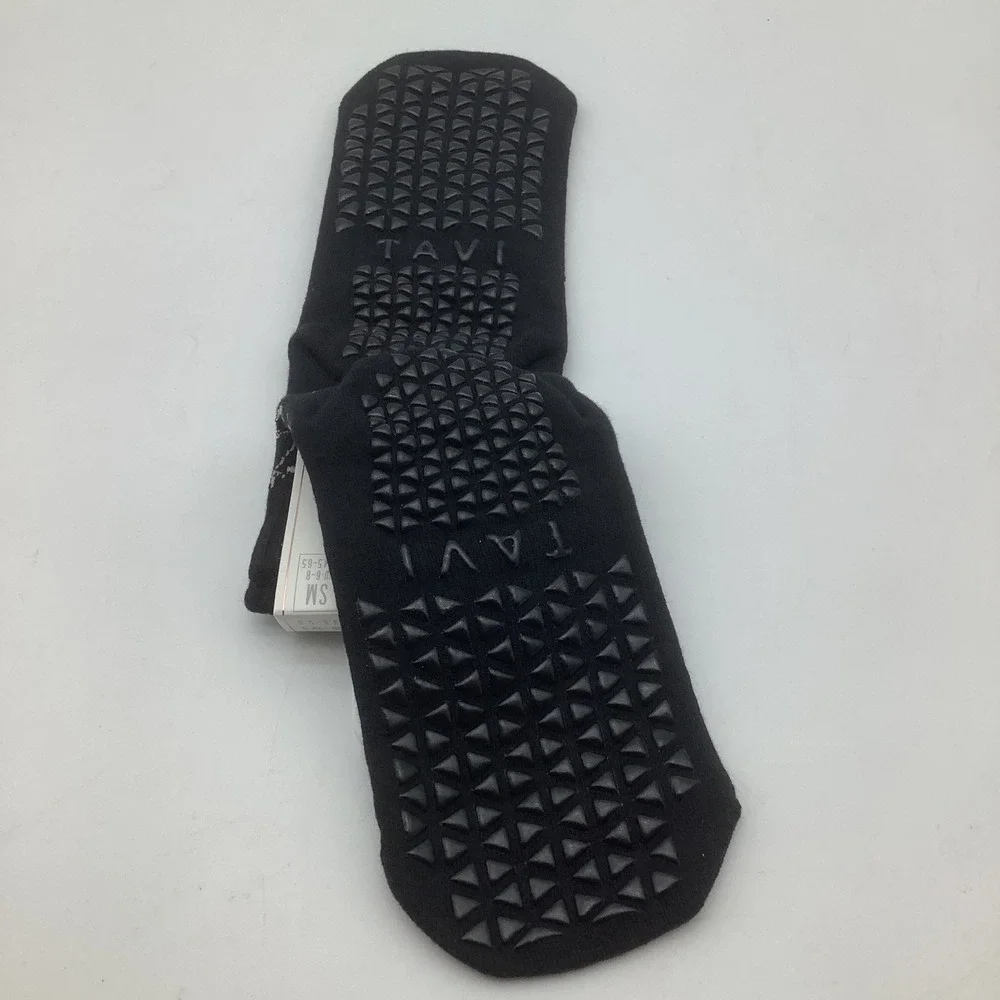 Tavi Aria Grip‎ Socks Ebony Floral Organic Cotton Non Slip Yoga Size Small New